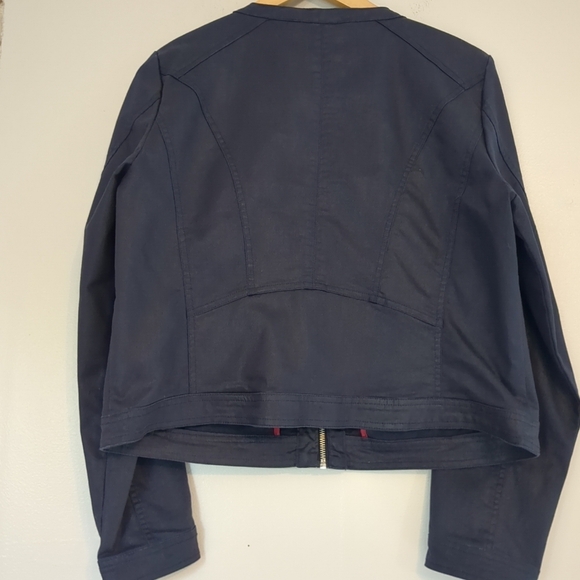 Yest Jacket Women's Size 12 Navy Jacket Cotton Light Blend Denim European - Picture 2 of 7